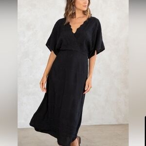 Embroidered Black Maxi Dress